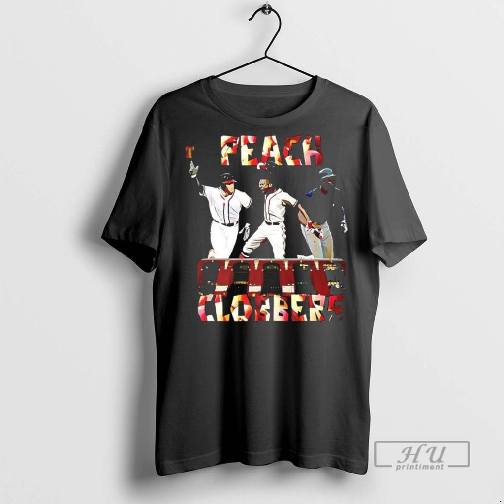 Trending Official Peach Clobbers Atlanta Baseball T Shirt