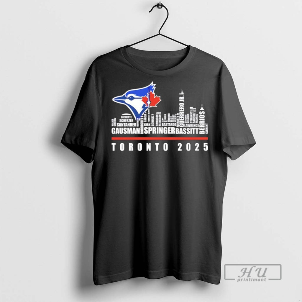 Trending Official Toronto Blue Jays 2025 Mlb Playoff Players Names City Skyline T Shirt