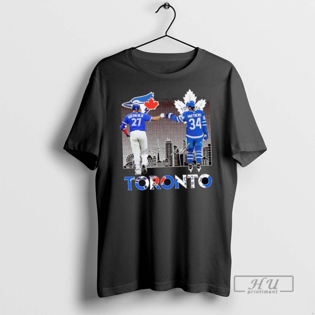 Trending Official Toronto Sports Players Guerrero Jr And Matthews Fist Pump Skyline T Shirt