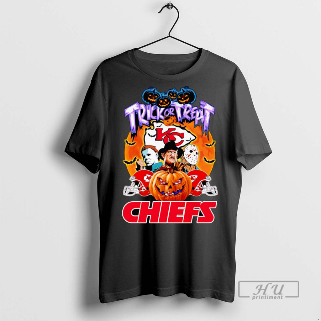 Trending Official Trick Or Treat Kansas City Chiefs Horror Characters T Shirt