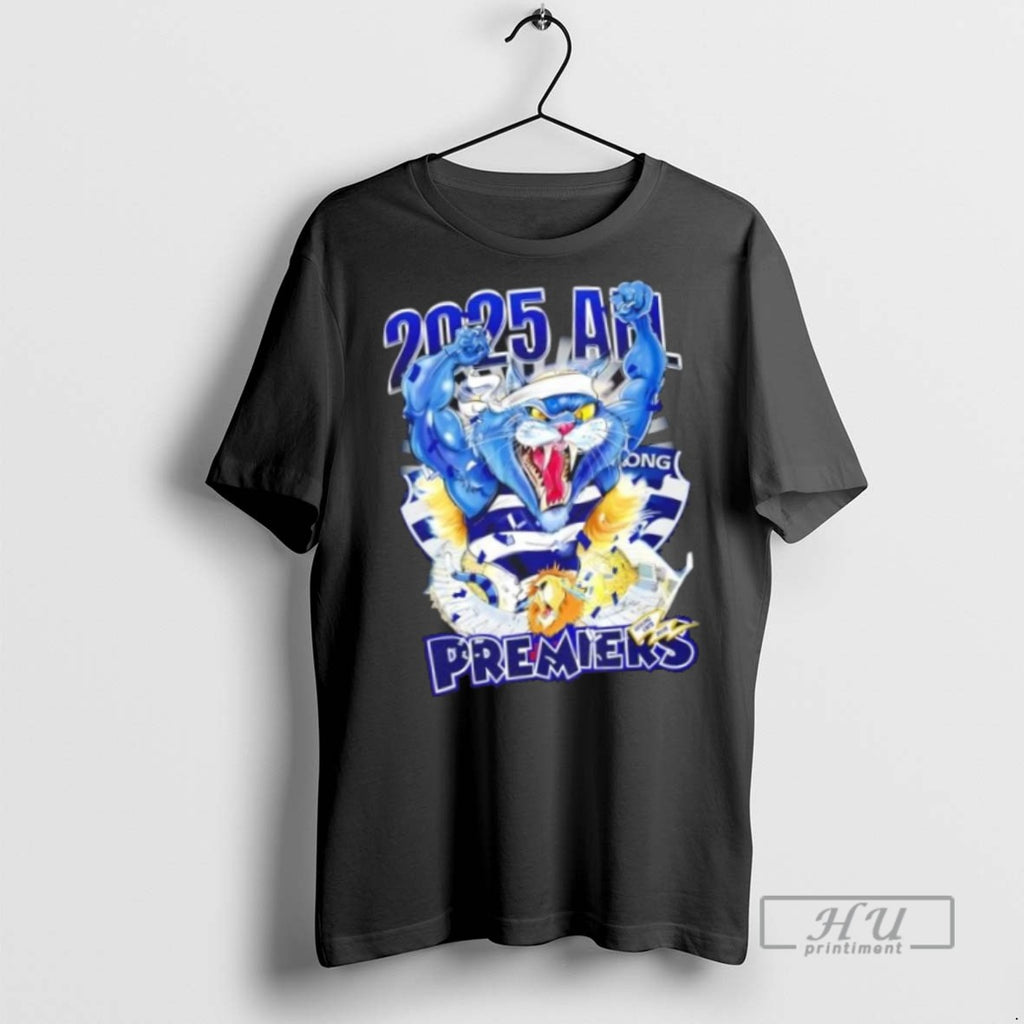 Trending Officials 2025 Afl Premier Geelong Cats Mascot 2 Sided T Shirt