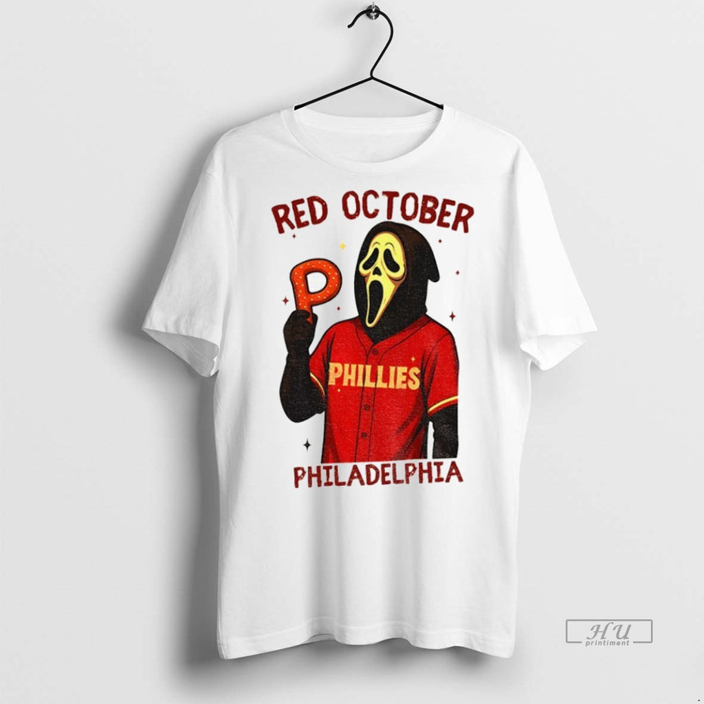 Trending Officials Ghost Face Phillies Red October Philadelphia Baseball Halloween Shirt Sweater