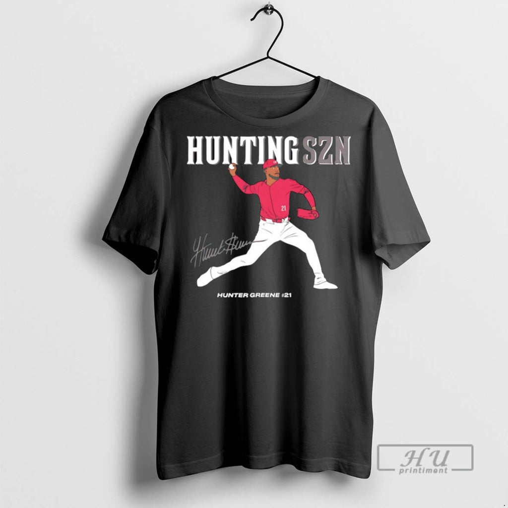 Trending Officials Hunter Greene Cincinnati Reds Hunting Szn Signature T Shirt