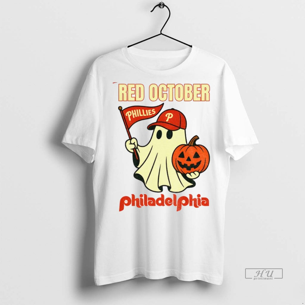 Trending Officials Phillies Red October Halloween Ghost Shirt Sweater