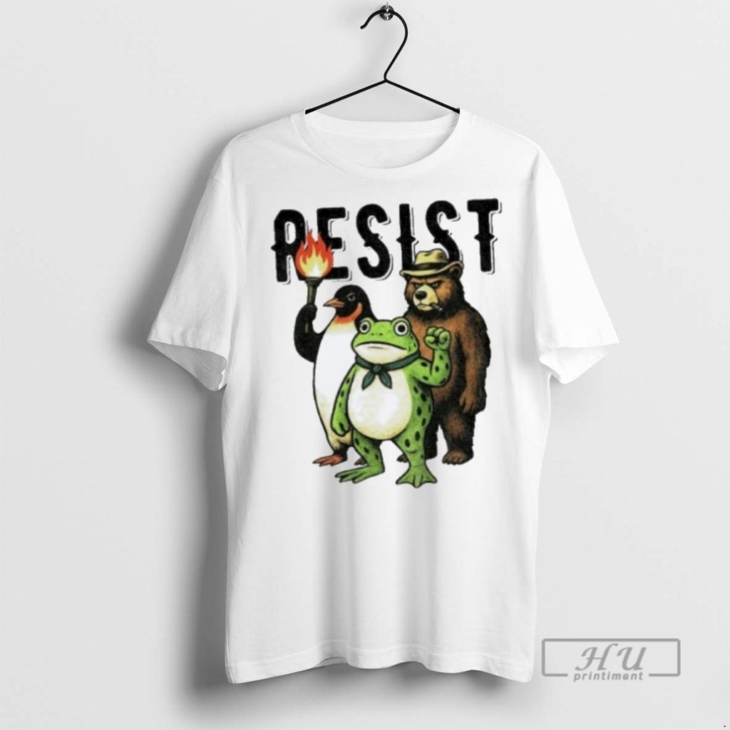 Trending Resist Portland Frog Penguin Bear Resist Abolish Ice Graphic Tee Shirt Sweatshirt Hoodies