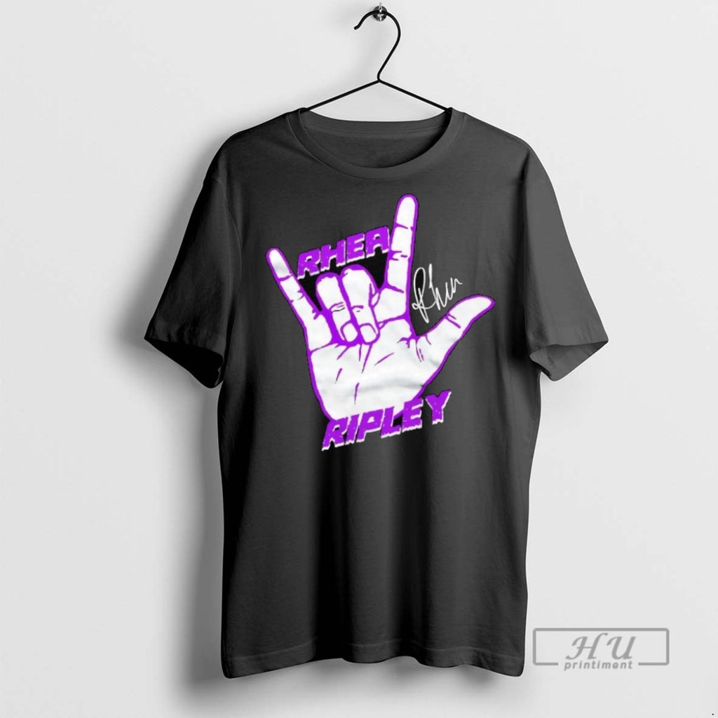 Trending Rhea Ripley Rock And Roll Hand Sign Signature T Shirts Sweatshirt Hoodies