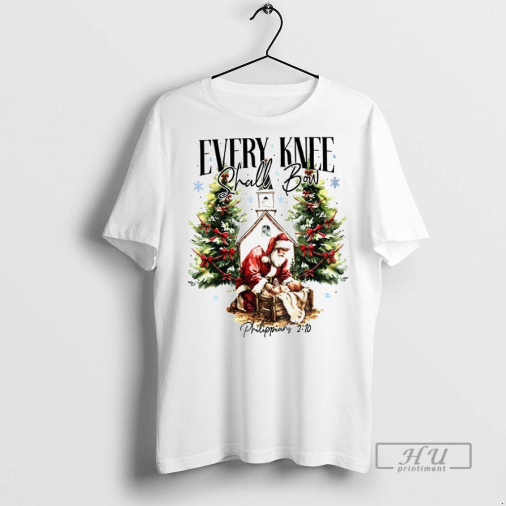 Trending Santa Claus Every Knee Shall Bow Christmas 2025 Graphic Tee Shirts Sweatshirt Hoodies