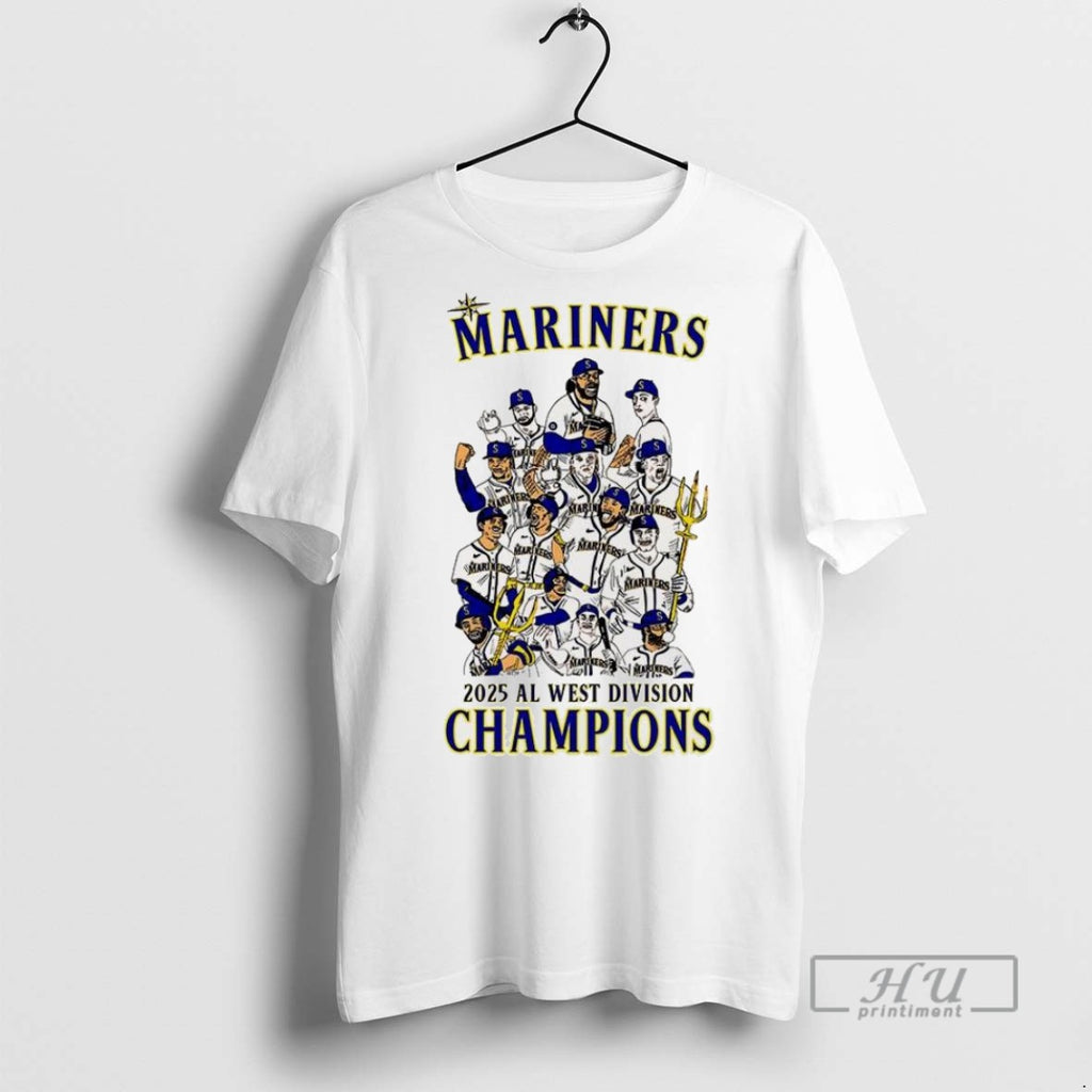 Trending Seattle Mariners Baseball 2025 Al West Division Champions Player Graphic T Shirt