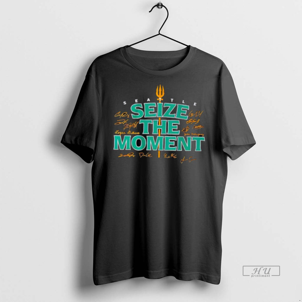 Trending Seize The Moment Seattle Baseball Signatures Graphic Tee Shirt Sweater