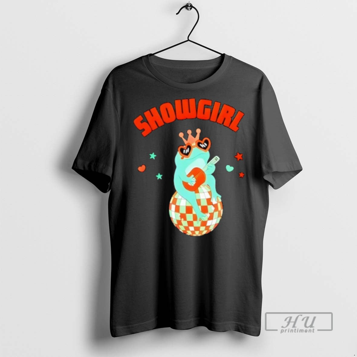 Trending Showgirl Frog Playing Guitar On A Mirror Ball T Shirt
