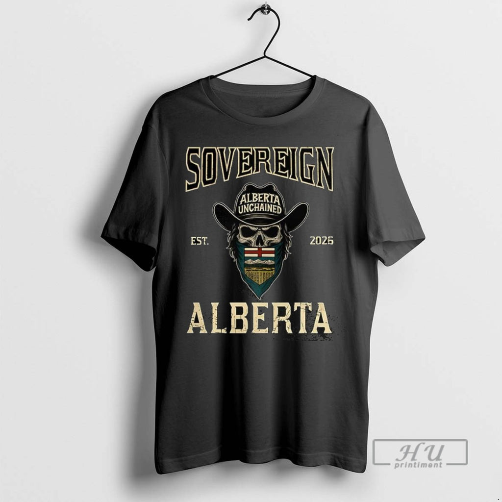 Trending Sovereign Alberta Unchained Est 2026 Skull T Shirt