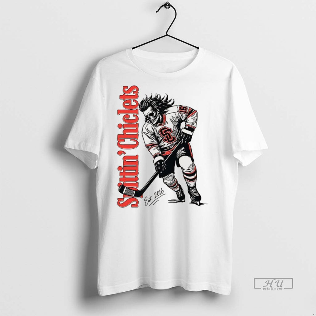 Trending Spittin Chiclets Skeleton Hockey Est 2016 Tee Shirt Sweater