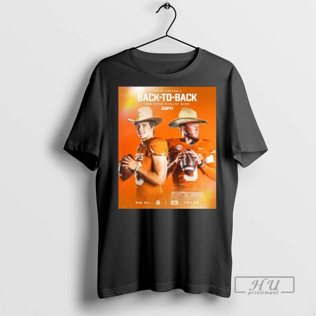 Trending Texas Football Back 2 Back Red River Rivalry Winners Beat Ou Graphic Tee Shirts