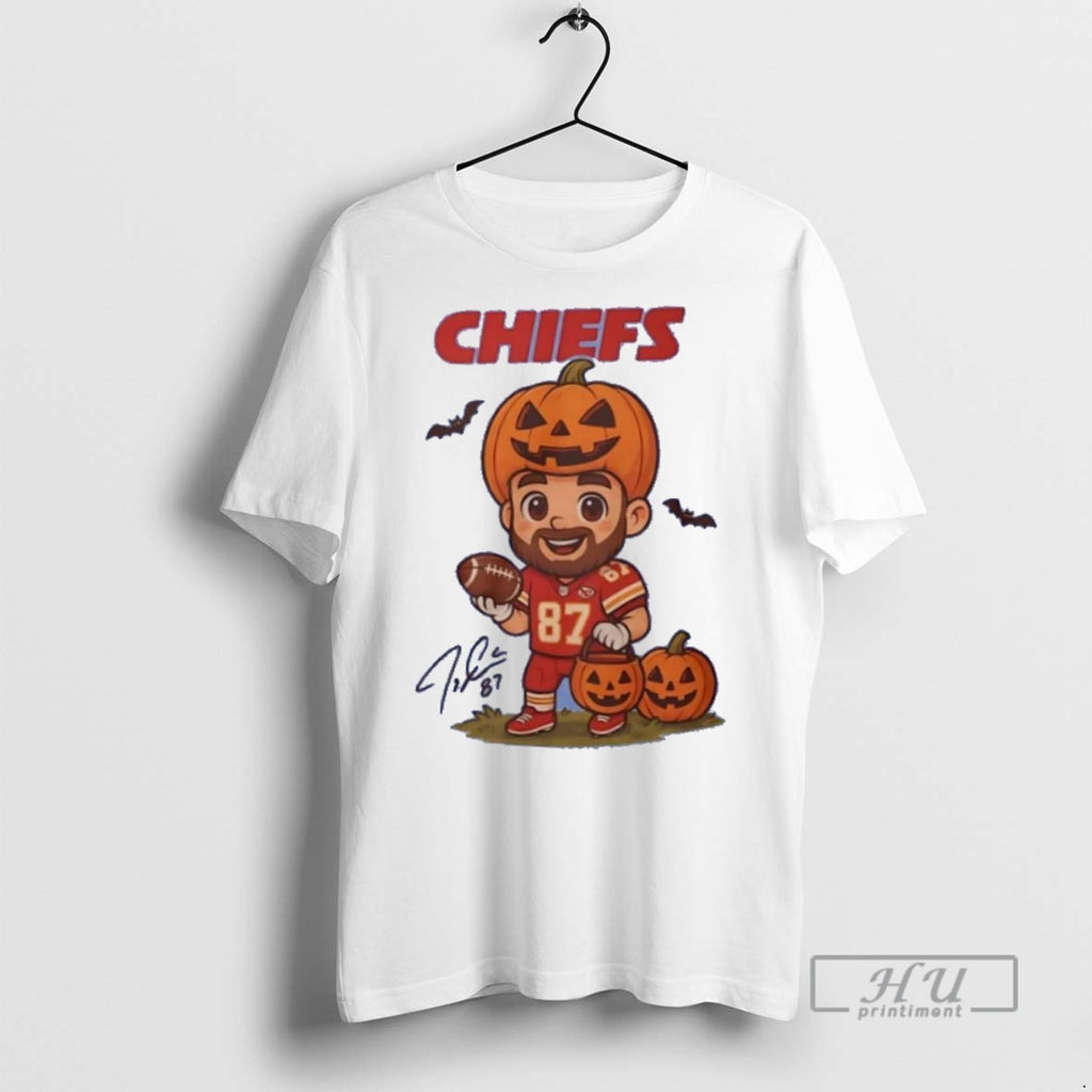 Trending Travis Kelce Pumpkin Trick Or Treat Kansas City Chiefs Halloween T Shirts