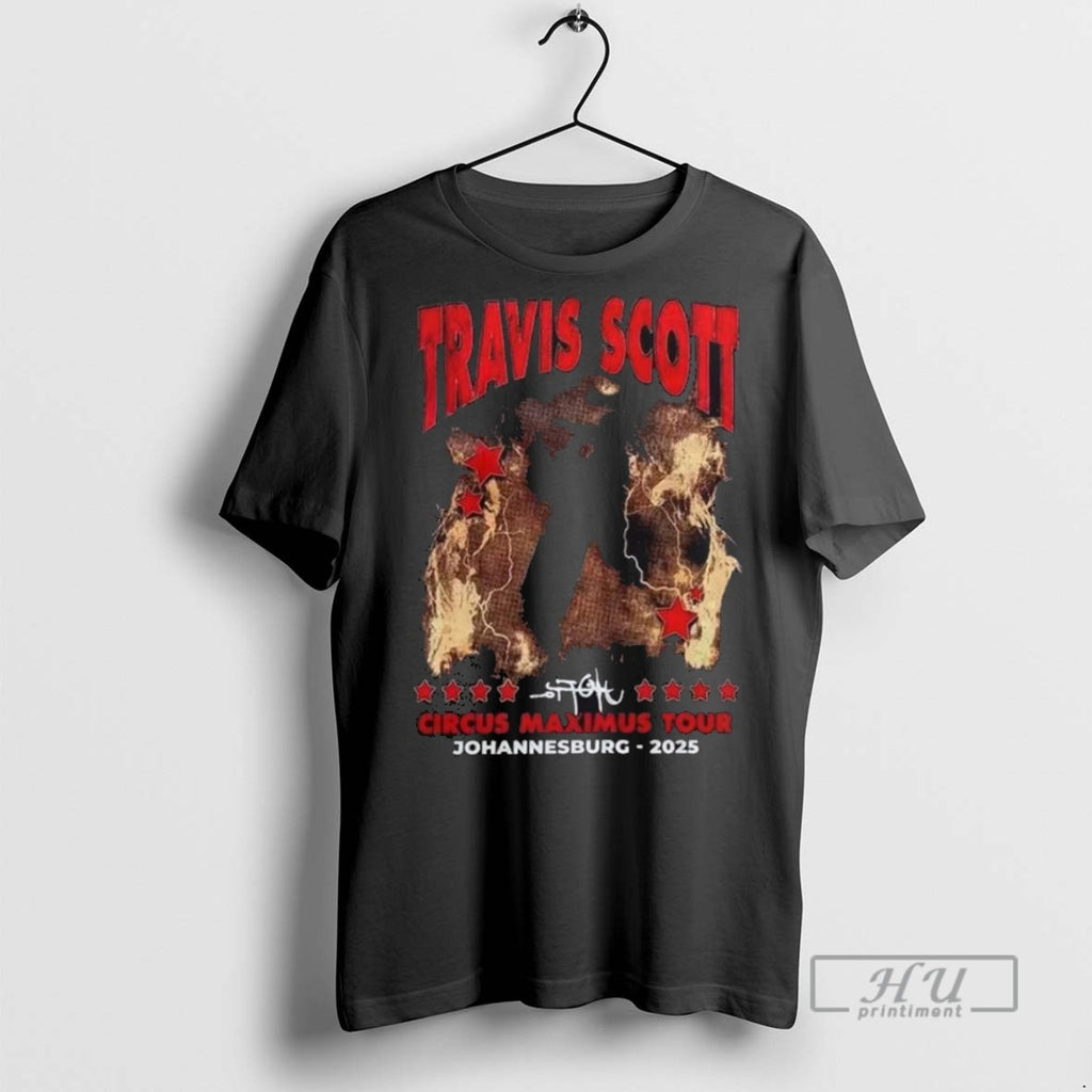 Trending Travis Scott Circus Maximus Tour 2025 Johannesburg Exclusive Merch Two Sided Men Graphic Tee