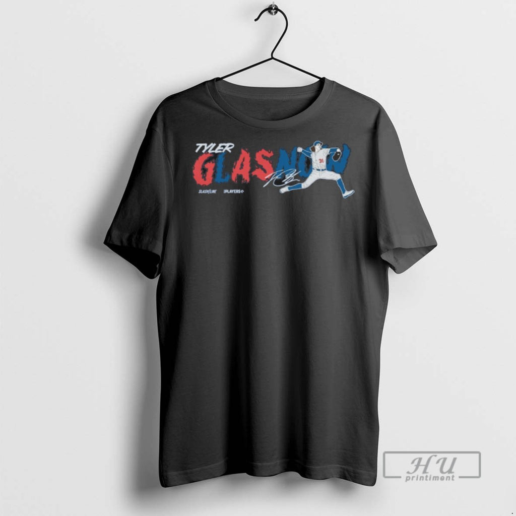 Trending Tyler Glasnow Los Angeles Dodgers Mlb Slash Line Signature Painting Graphic Tee Shirts