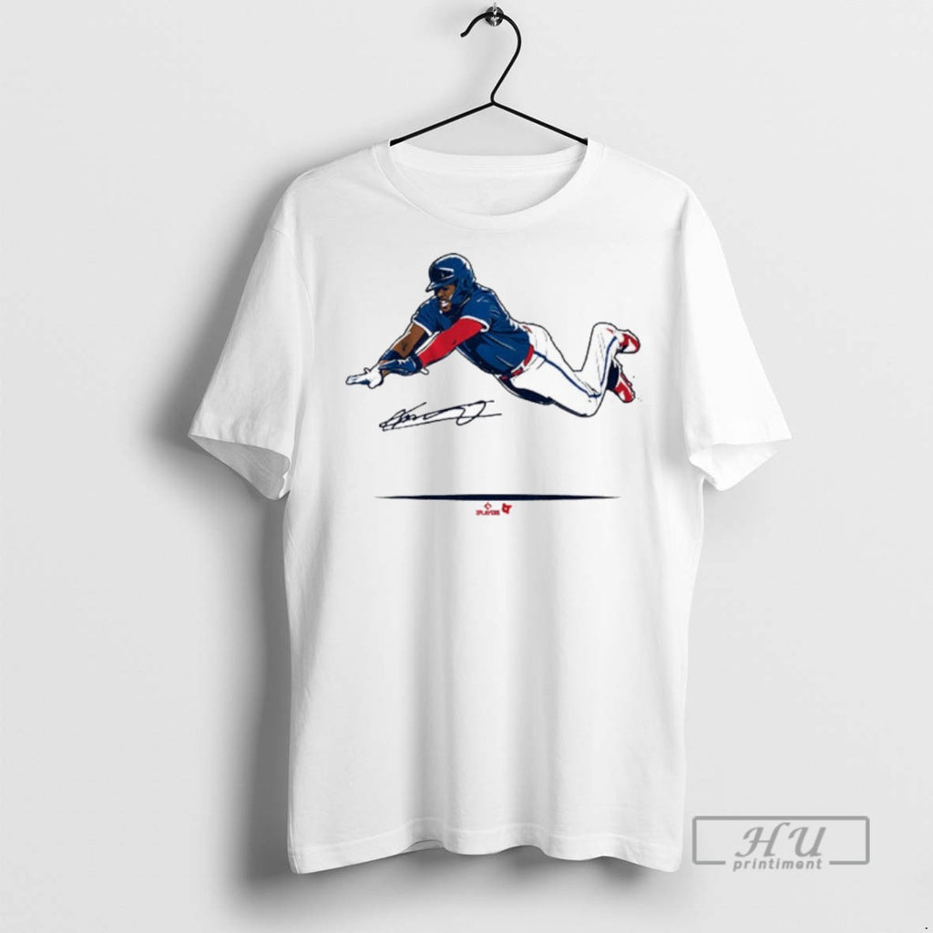 Trending Vladimir Guerrero Jr Super Vlad Flying Slide Toronto Blue Jays Mlb Signature Graphic Tee