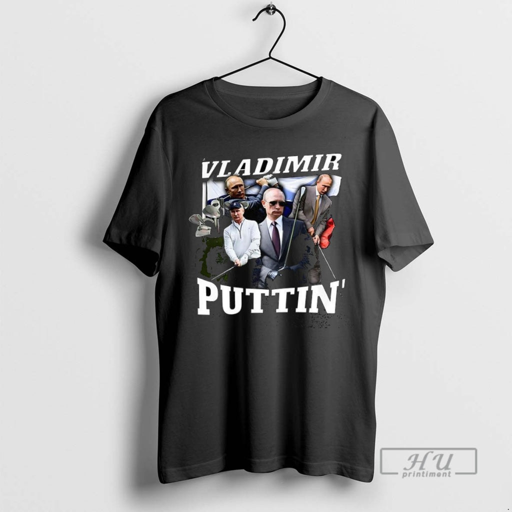 Trending Vladimir Puttin Putin Playing Golf Flag Satirical T Shirt