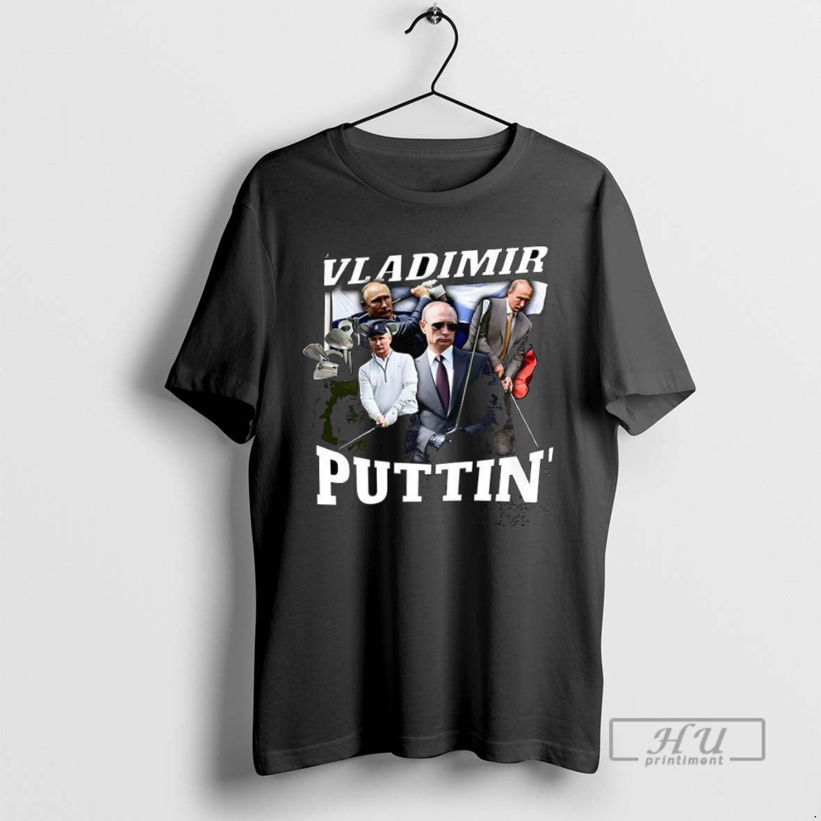 Trending Vladimir Puttin Putin Playing Golf Flag Satirical T Shirt