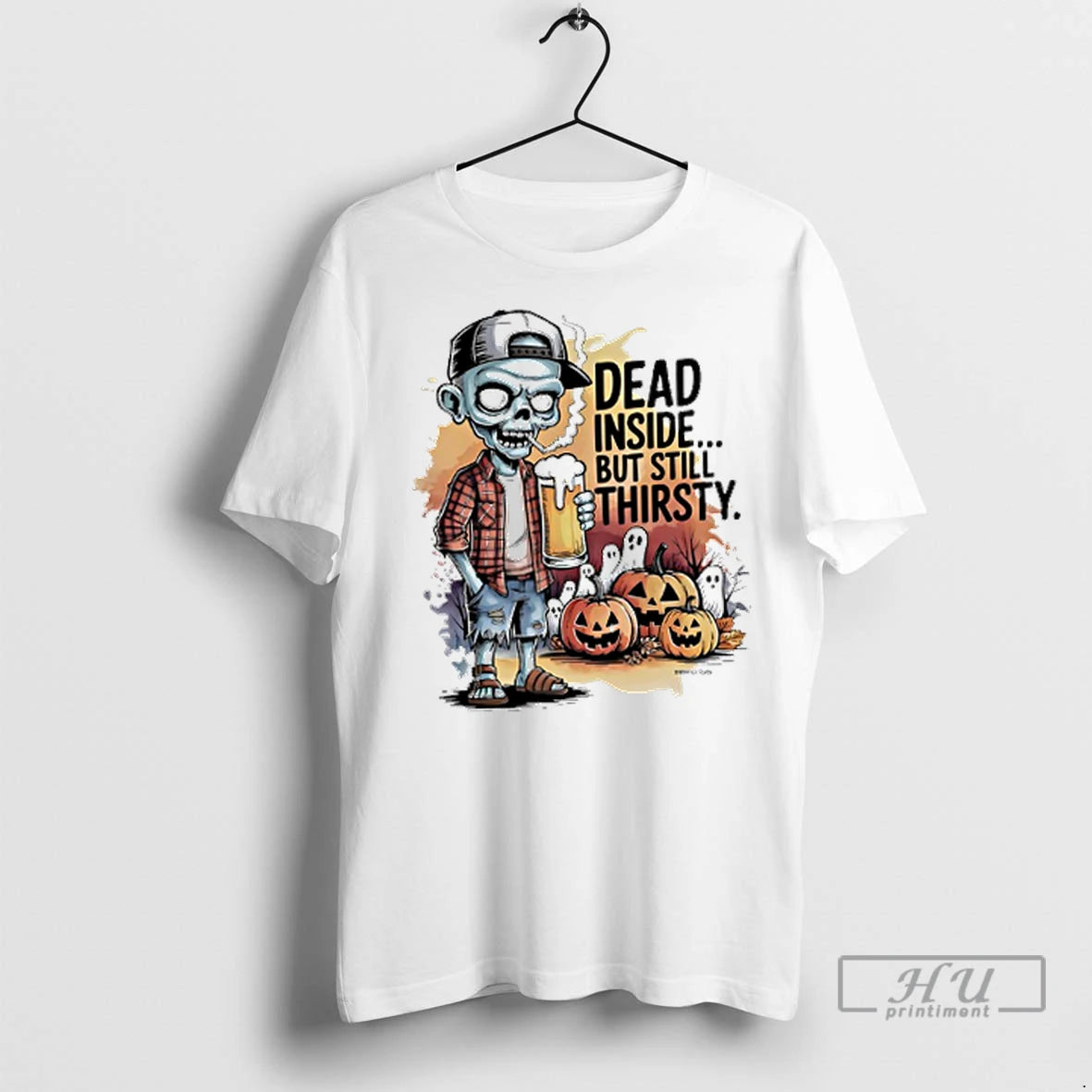 Trending Zombie Beer Dead Inside But Still Thirsty Pumpkin Halloween T Shirts