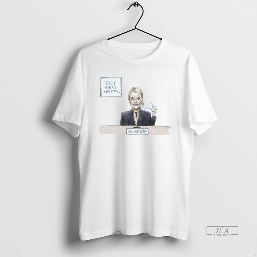 Trendy Ag Pam Bondi Doj Every Question Mens White Tee