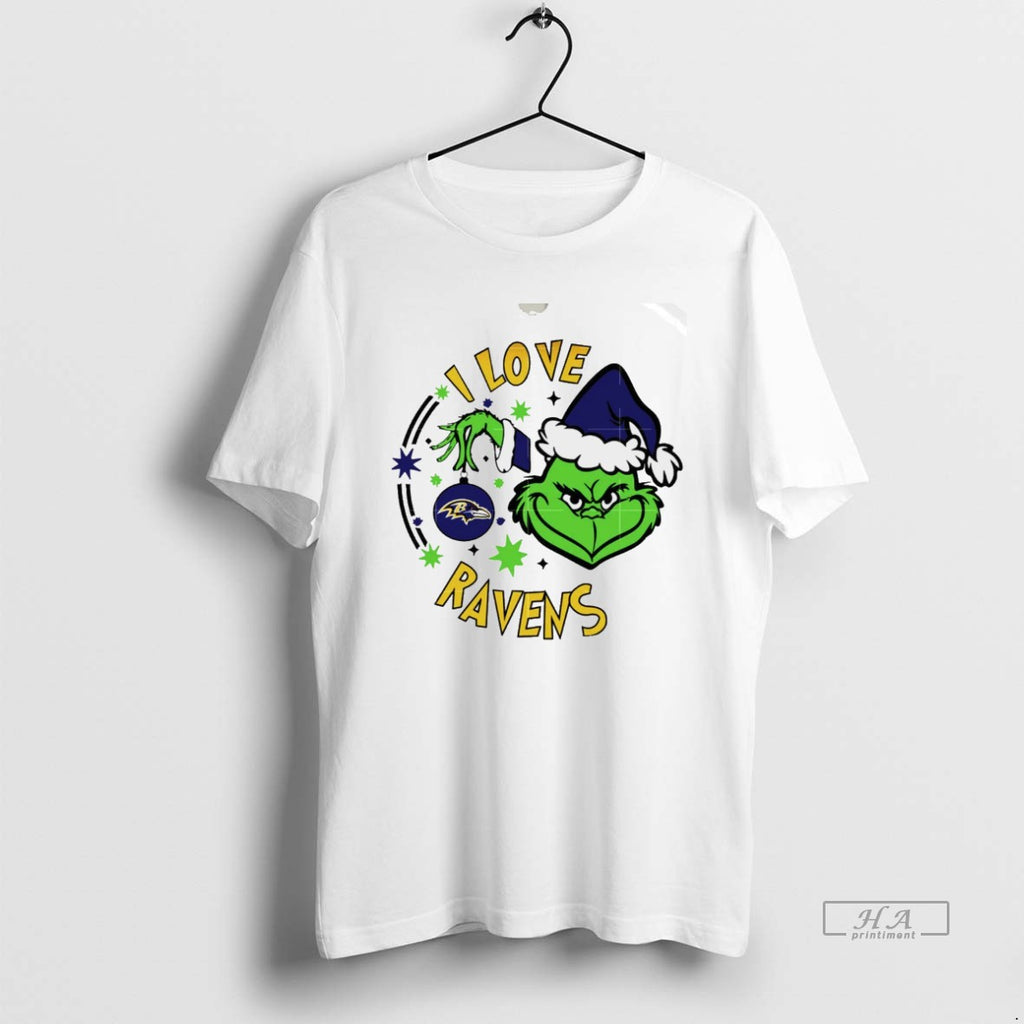 Trendy Baltimore Ravens X Santa Grinch I Love Ravens Christmas White