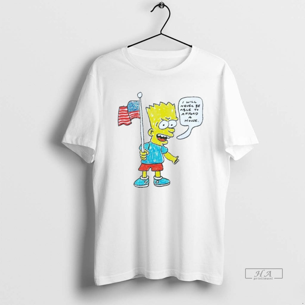 Trendy Bart Simpson Usa Flag I Will Never Be Able To Afford A House Mens