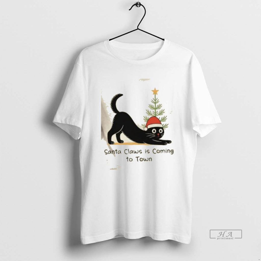 Trendy Black Cat Santa Claws Christmas Tree