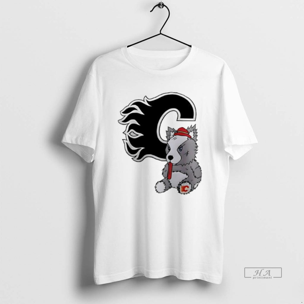 Trendy Calgary Flames Harvey The Hound Mascot Logo