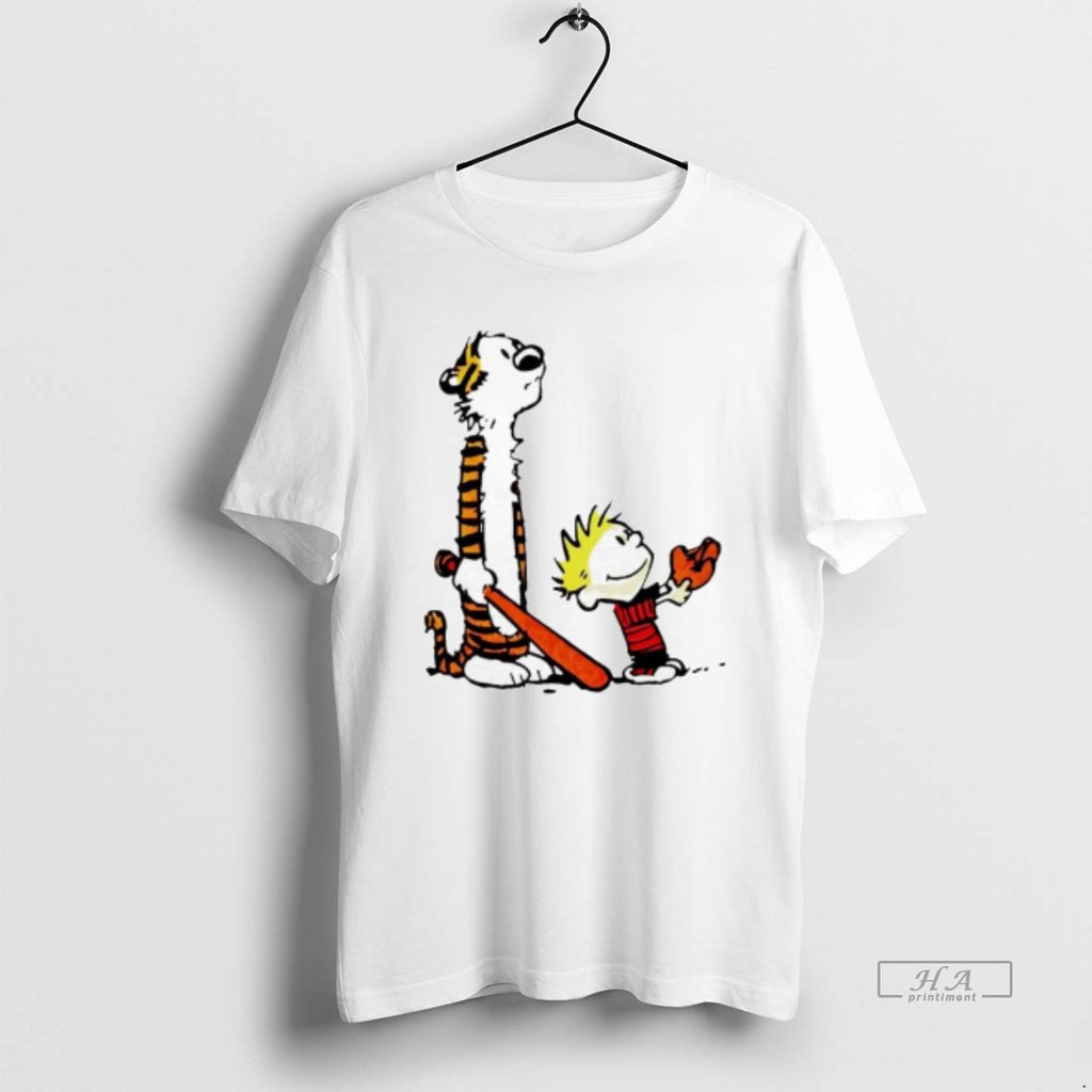 Trendy Calvin And Hobbes Holding A Baseball Glove