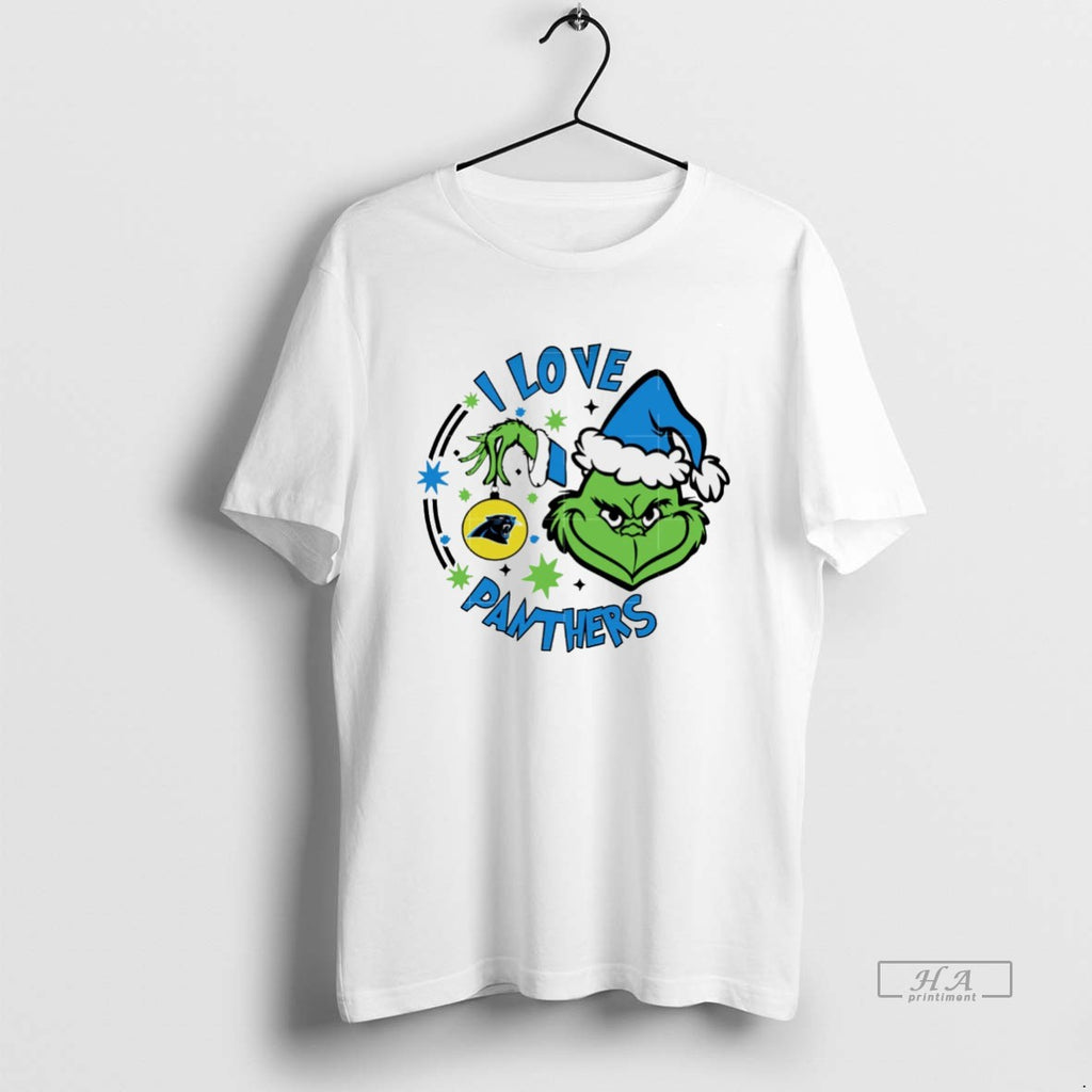 Trendy Carolina Panthers X Santa Grinch I Love Panthers Christmas White