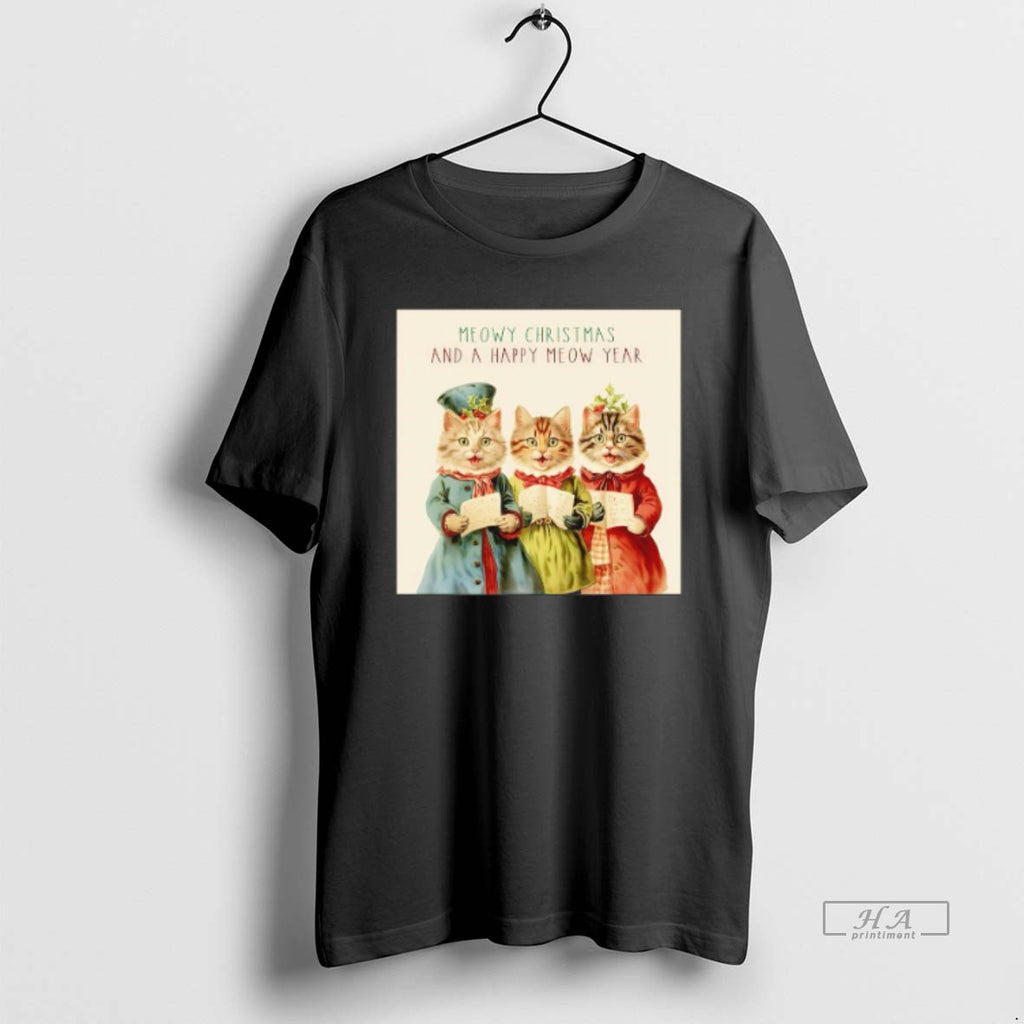 Trendy Christmas Cats Singing Carols Meowy Christmas And A Happy Meow Year