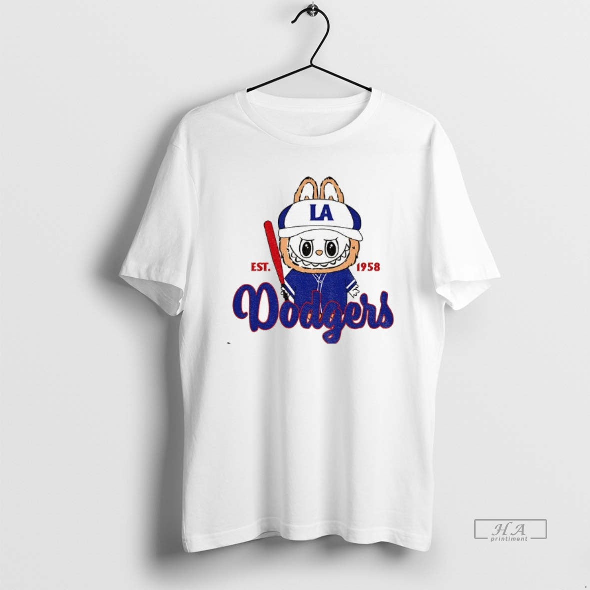 Trendy Cute Monster Labubu Los Angeles Dodgers Mlb Baseball Est 1958