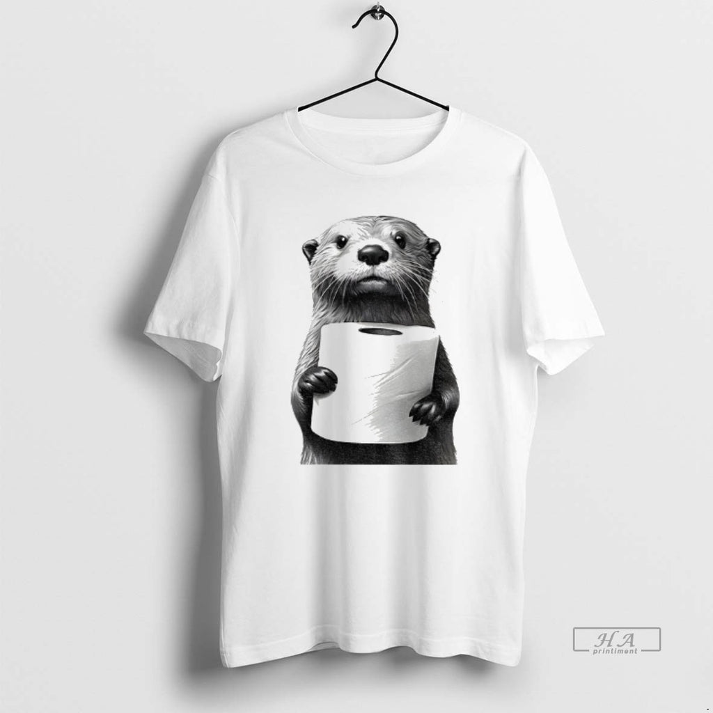 Trendy Cute Otter Holding Toilet Paper Funny Meme