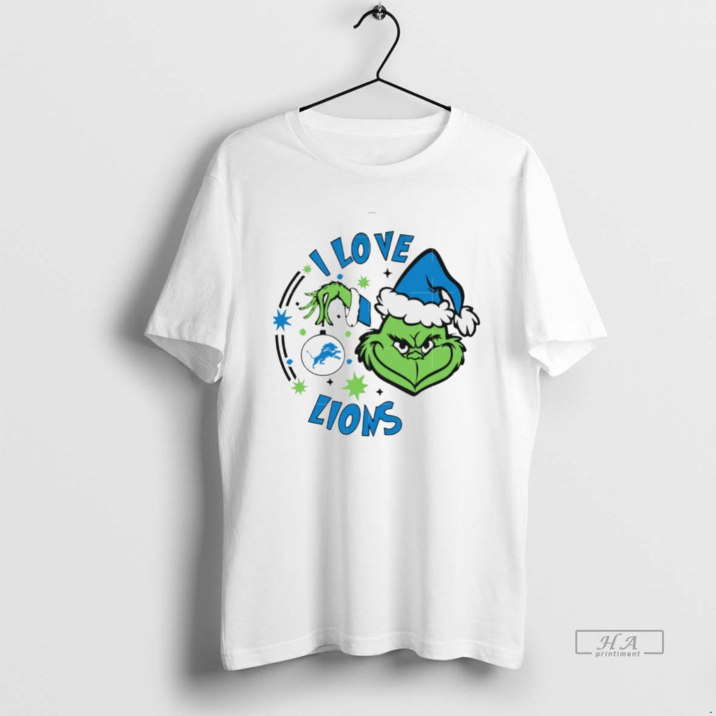 Trendy Detroit Lions X Santa Grinch I Love Lions Christmas White