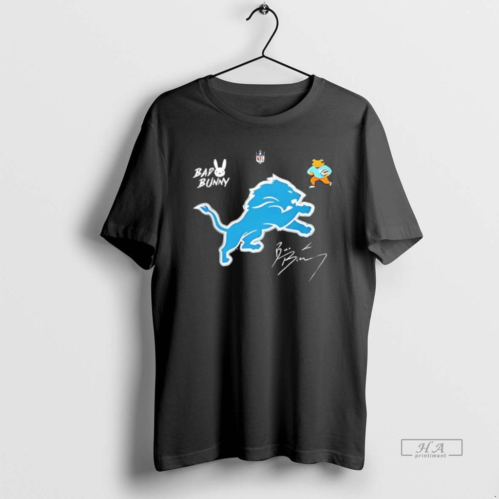 Trendy Detroit Lions X Bad Bunny Benito Mascot Signature
