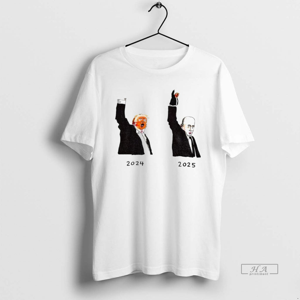 Trendy Donald Trump 2024 And Vladimir Putin 2025 Caricature Political Art