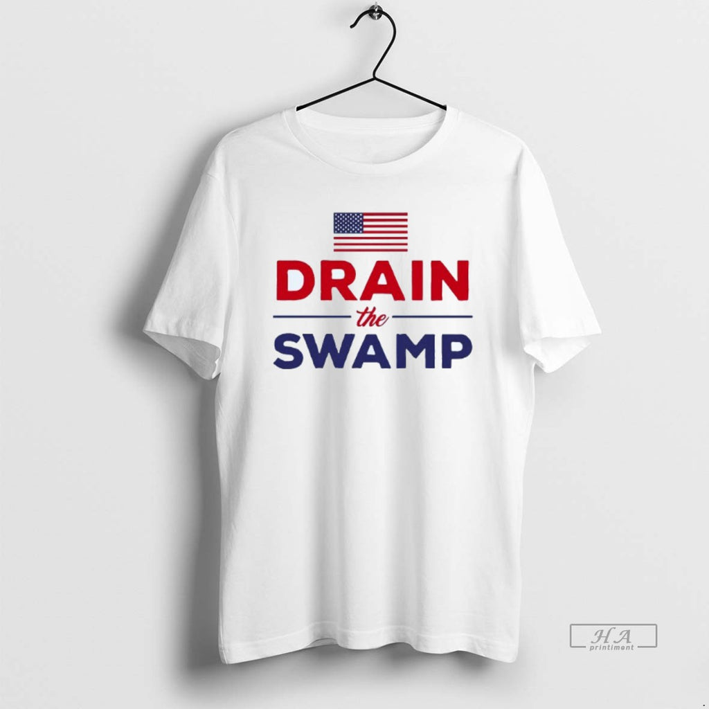 Trendy Drain The Swamp Obamacare Us Flag Mens White Tee