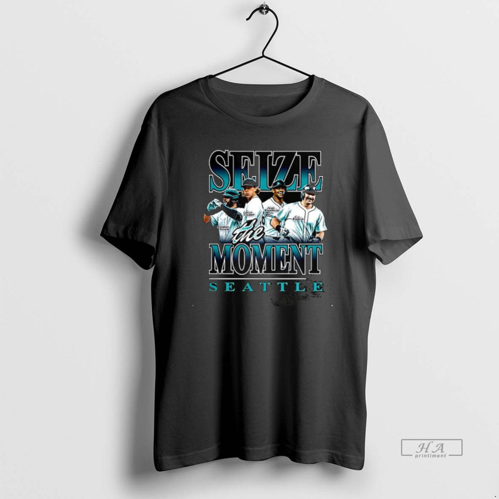 Trendy Eugenio Suarez Logan Gilbert Julio Rodriguez Cal Raleigh Seattle Mariners Seize The Moment Tee
