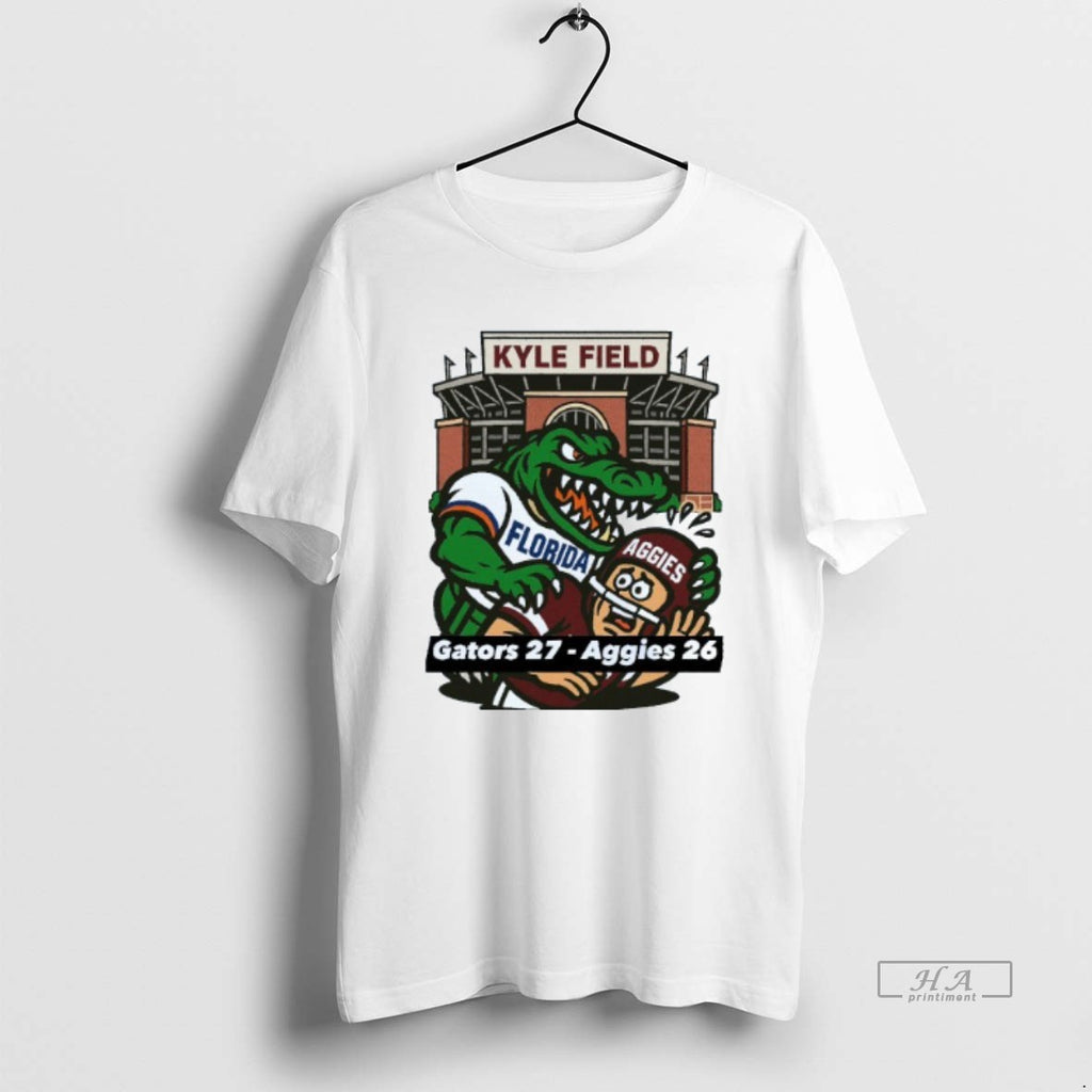 Trendy Florida Gators Beat Texas Am Aggies 27 26 Kyle Field Stadium Mascot Mens White