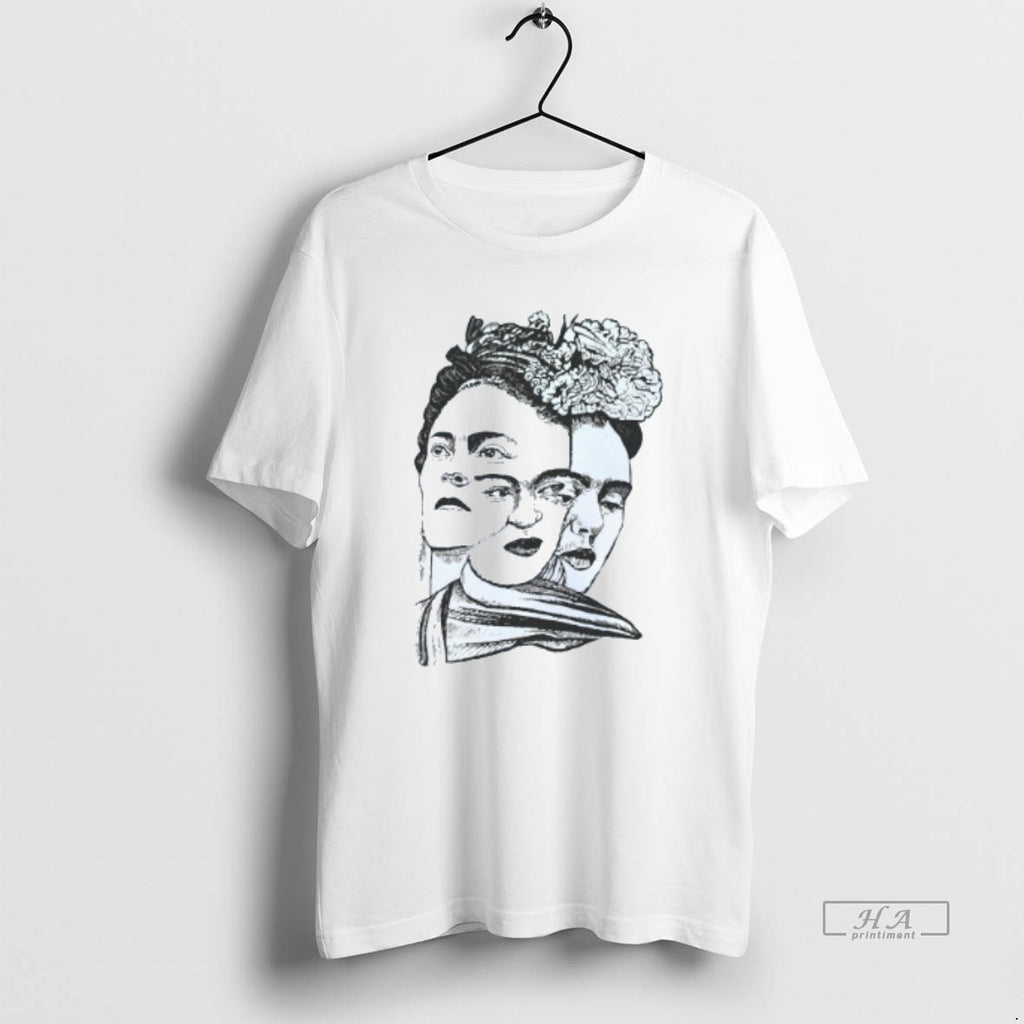 Trendy Frida Kahlo Las Tres Fridas Faces Mens White Tee