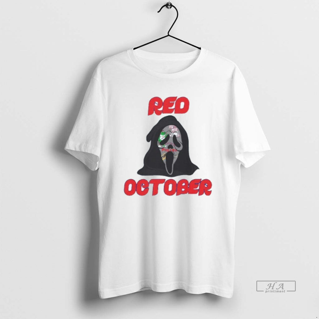 Trendy Ghostface Red October Philadelphia Phillies Mens White Tee