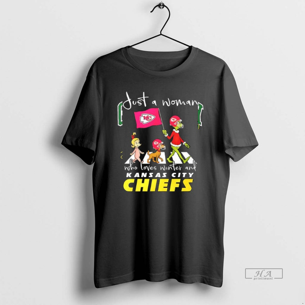 Trendy Grinch Just A Woman Who Loves Winter And Kansas City Chiefs