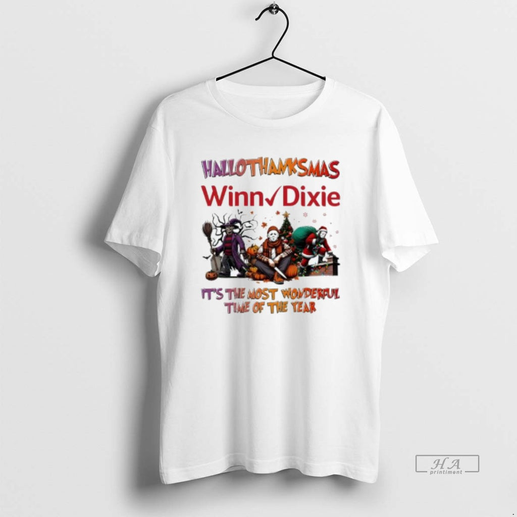 Trendy Hallothanksmas Characters Vs Winn Dixie Its The Most Wonderful Time Of The Year Tee