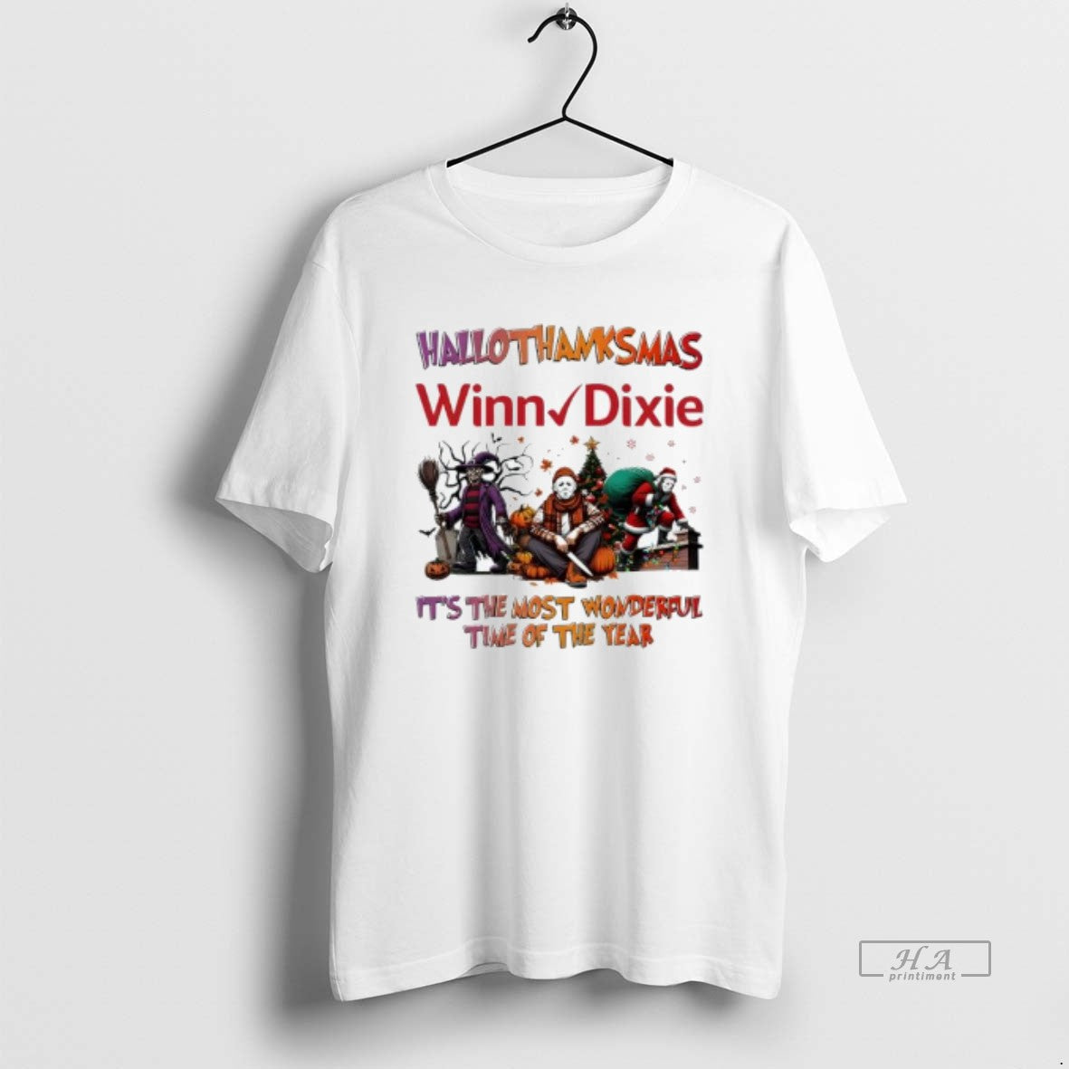 Trendy Hallothanksmas Characters Vs Winn Dixie Its The Most Wonderful Time Of The Year Tee
