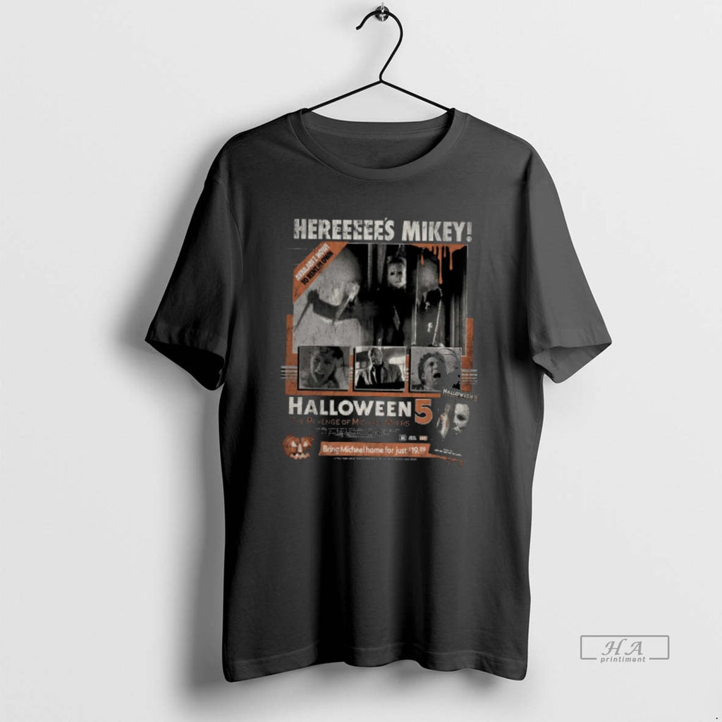 Trendy Halloween 5 The Revenge Of Michael Myers Heres Mikey Horror Movie T Shirt Kxwe8eud9em