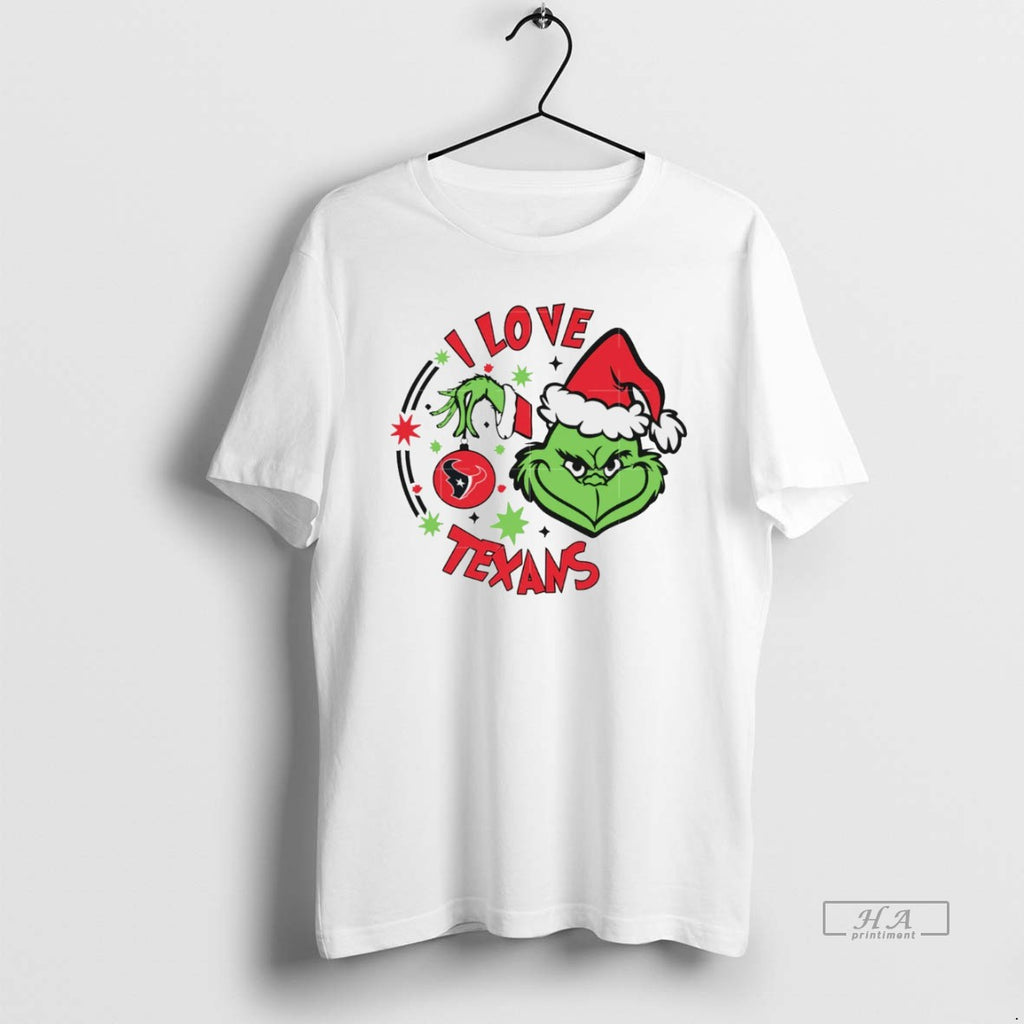 Trendy Houston Texans X Santa Grinch I Love Texans Christmas White