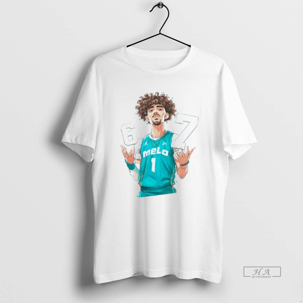 Trendy Lamelo Ball Charlotte Hornets Melo 6 7 Mens White Tee