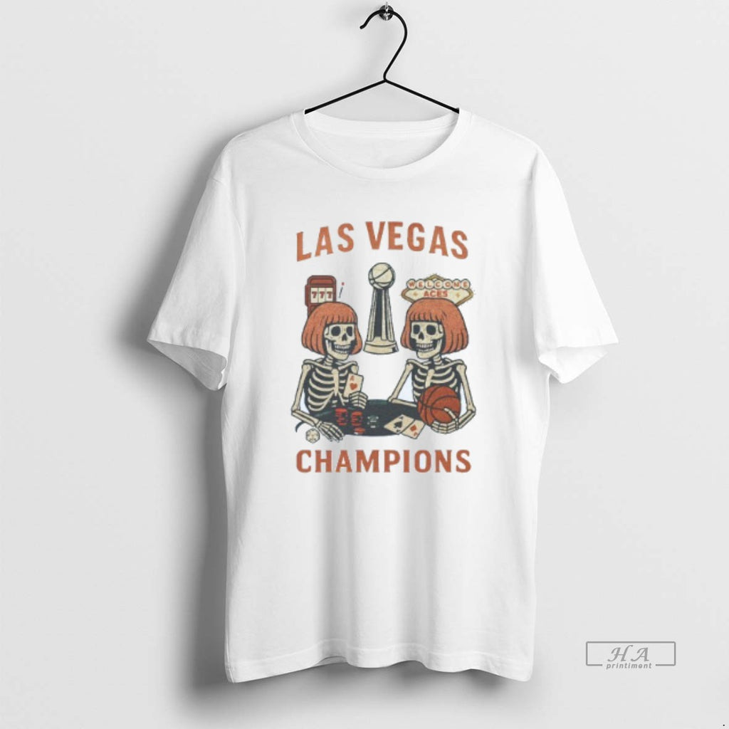 Trendy Las Vegas Aces 2025 World Champions Skeletons Mens White Tee