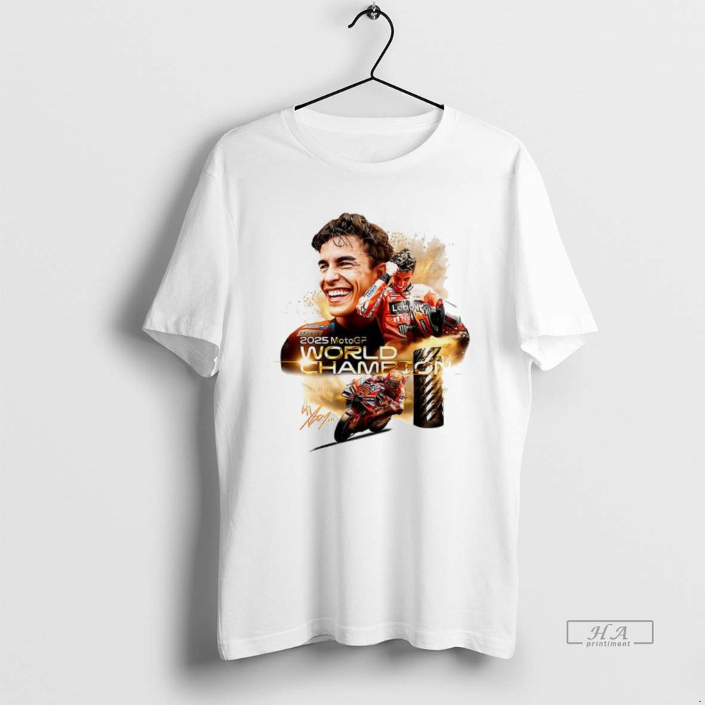 Trendy Marc Marquez Ducati Lenovo Team Motogp 2025 World Champhions Grand Prix Signature